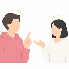 楽しげに会話する男女のイラスト